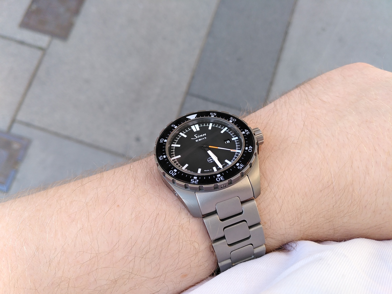 Sinn EZM 9 on the titanium bracelett